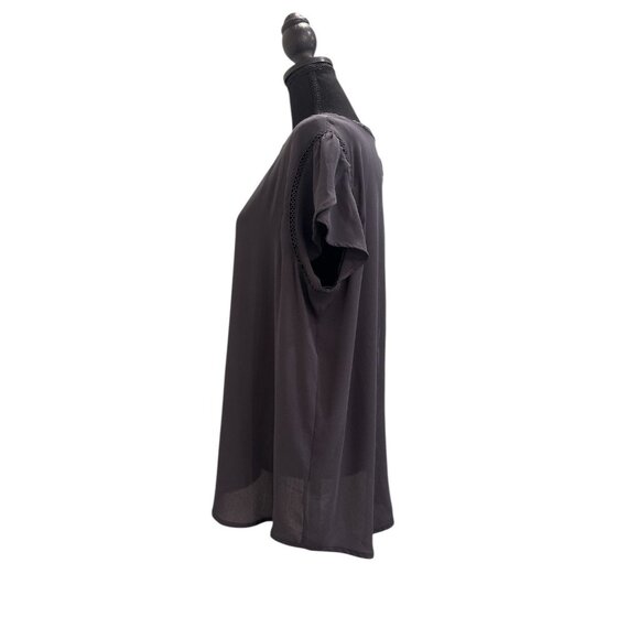 Women’s LOFT Dark Gray Blouse Short Sleeve Size L - Picture 2 of 7